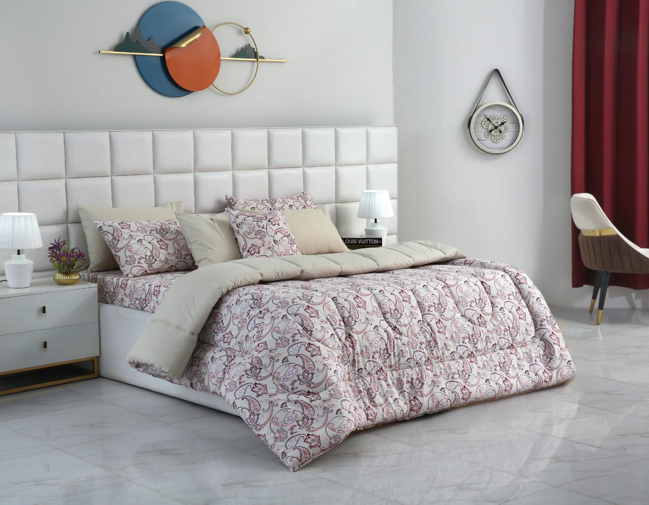 8 PCs Winter Razai Set-Pink Paisley - Image 7