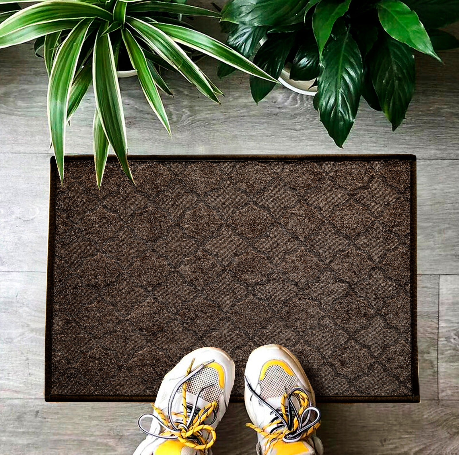 Anti-Slip Door Mat SA-2353-4(Brown Flowers)