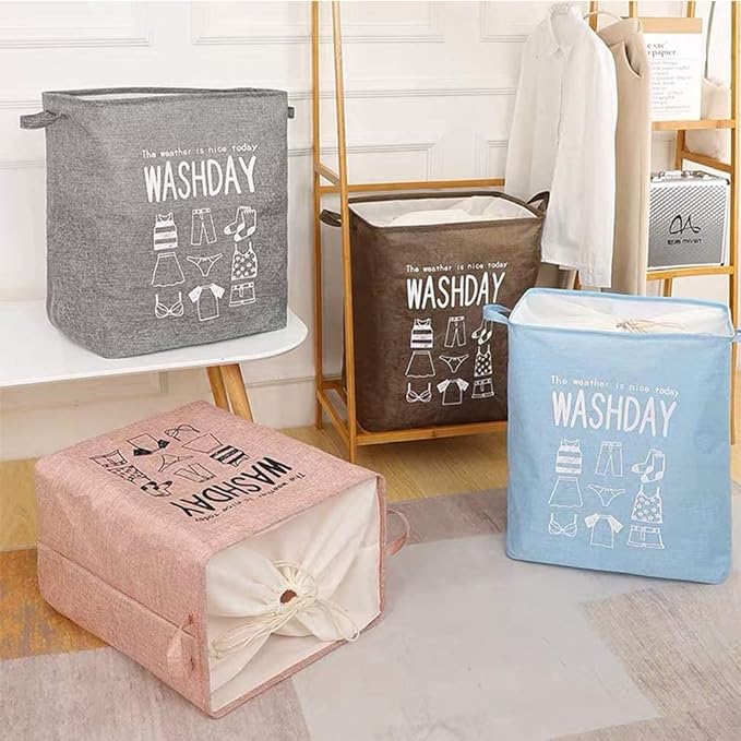 Eva Collapsible Laundry Basket Wash Day(1948)-Grey - Image 3