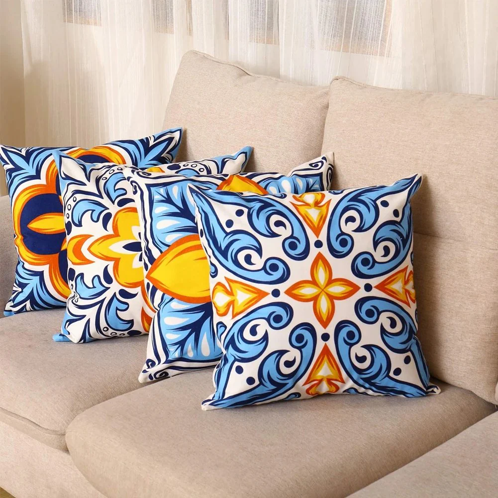Digital Printed Cushions Assorted 4 PCs-Mustard Pattern - Image 3