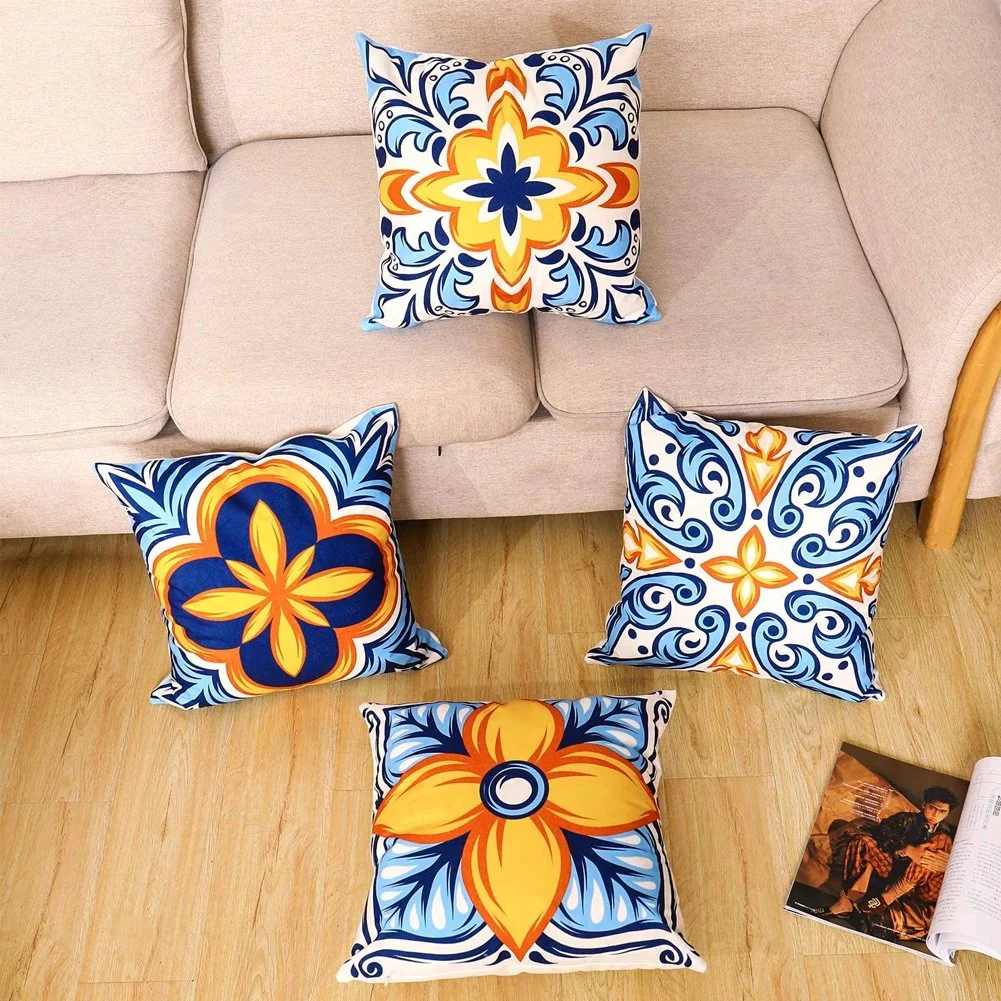 Digital Printed Cushions Assorted 4 PCs-Mustard Pattern - Image 4