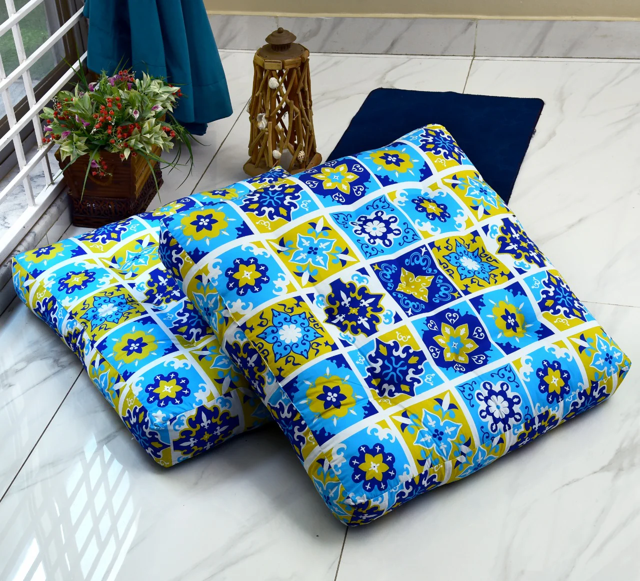 Digital Printed Square Floor Cushions-Patch Art - Image 5