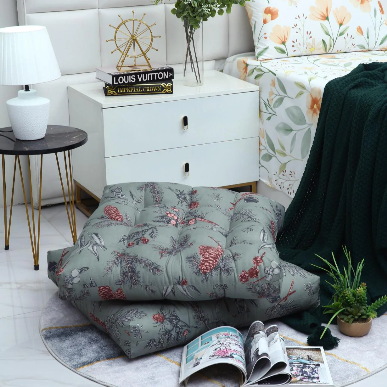 Digital Printed Square Floor Cushions-Summer Slumber