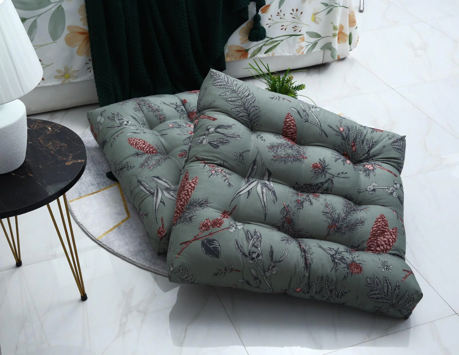 Digital Printed Square Floor Cushions-Summer Slumber - Image 9