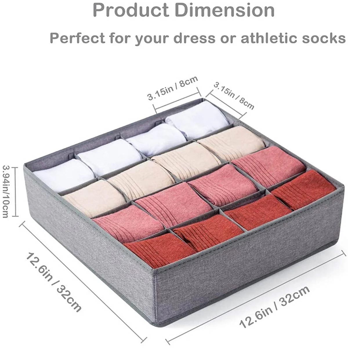 Drawer Storage Organizer for Socks and Under Garments-Grey small (5018) - Image 3