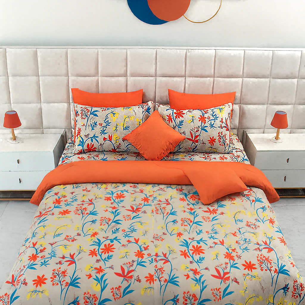 Duvet Cover-Orange Lilly