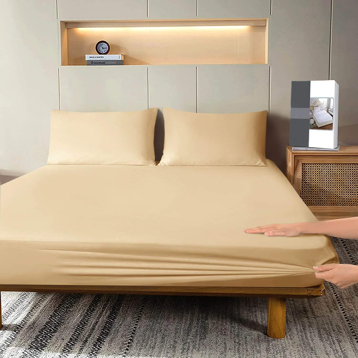 Fitted Bed Sheet-dyed Beige