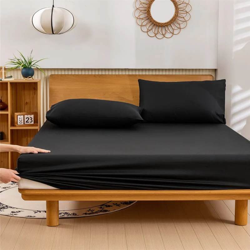 Fitted Bed Sheet-Dyed Black