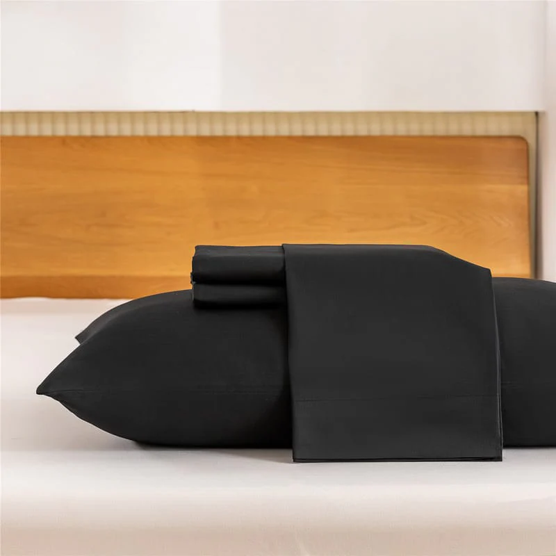 Fitted Bed Sheet-Dyed Black - Image 2