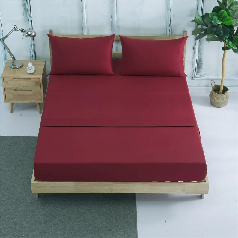 Fitted Bed Sheet Dyed-Maroon - Image 4
