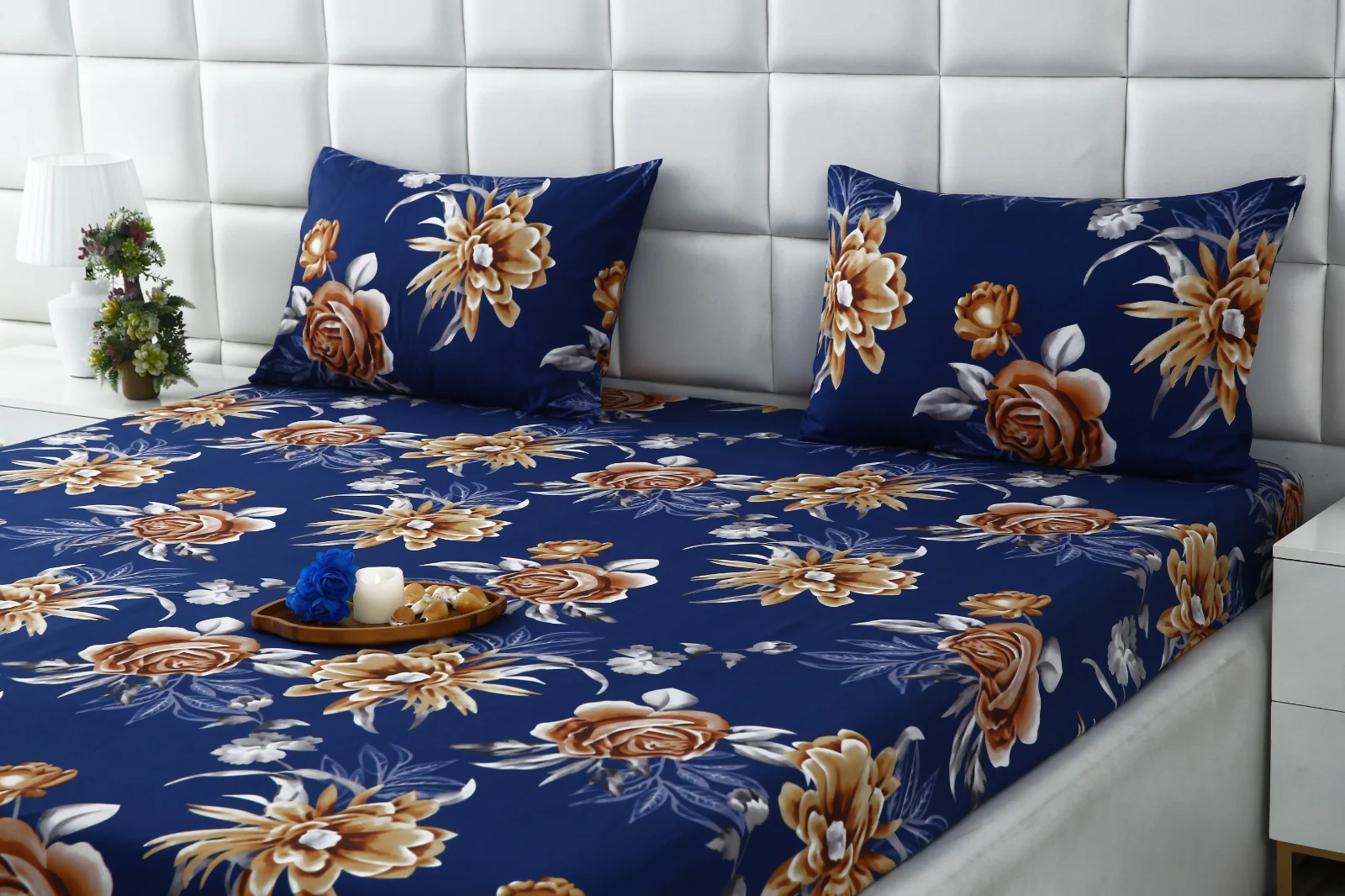 Fitted Bed Sheet-Ethnic Flowers - Image 3