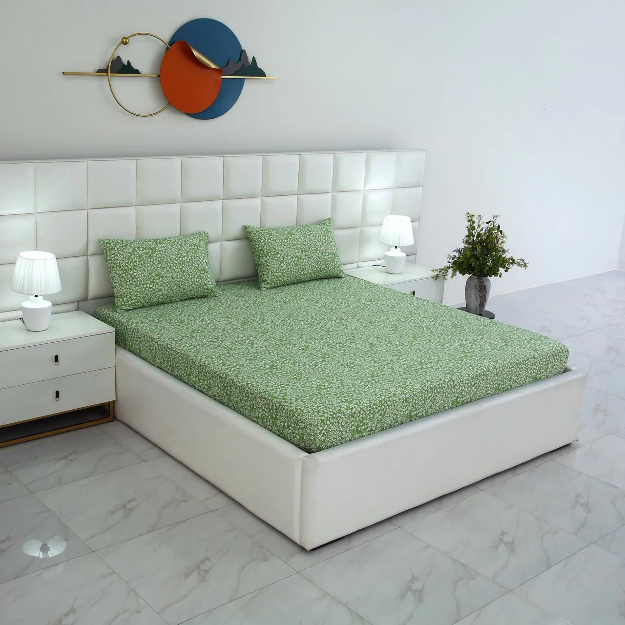 Fitted Bed Sheet-Green Bloom