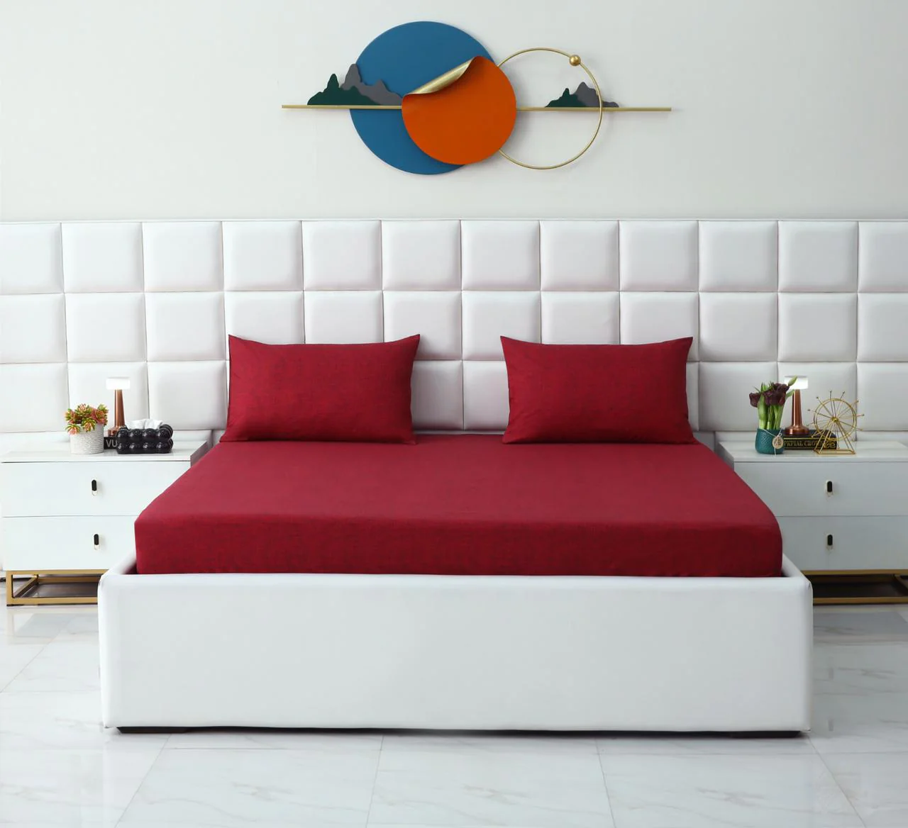 Fitted Bed Sheet-Maroon Texture - Image 2
