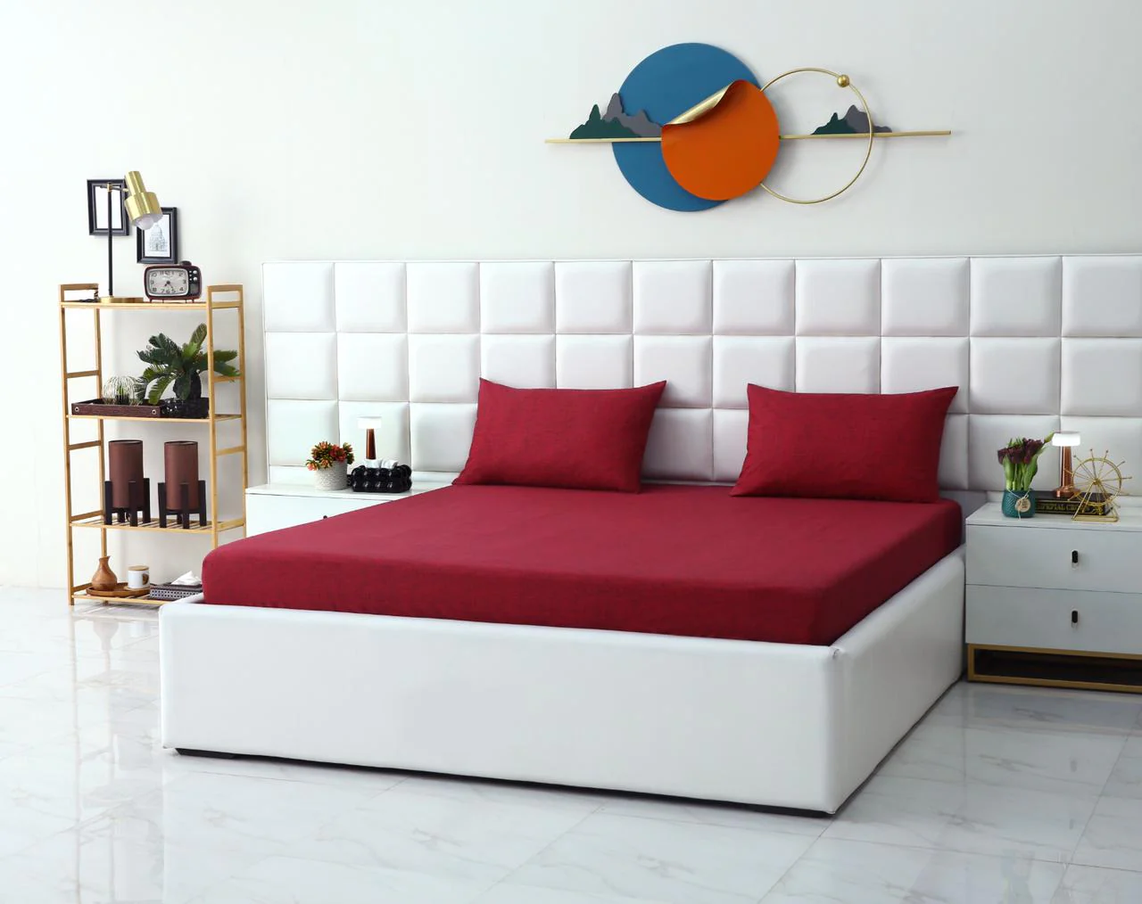 Fitted Bed Sheet-Maroon Texture - Image 7