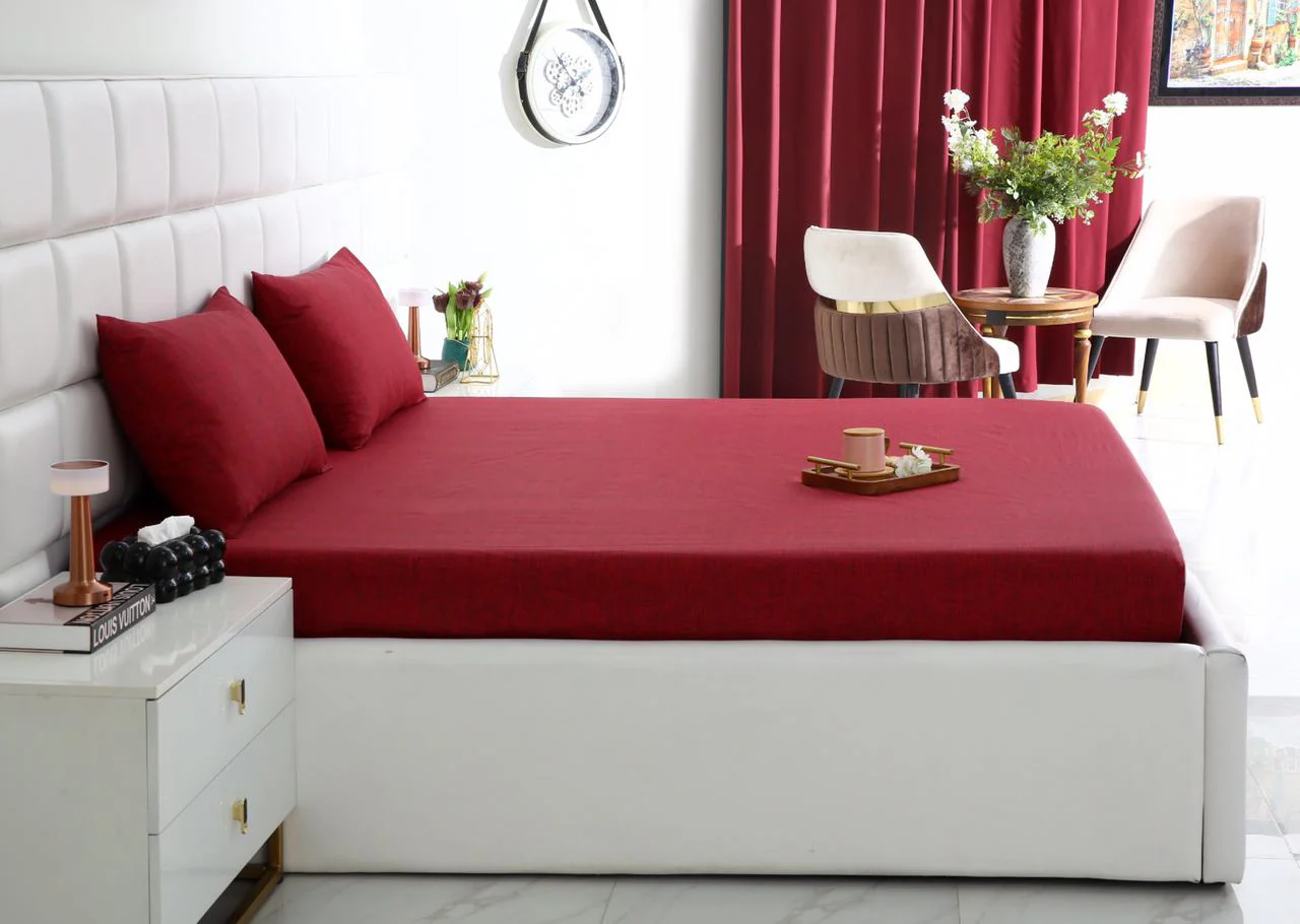 Fitted Bed Sheet-Maroon Texture - Image 8