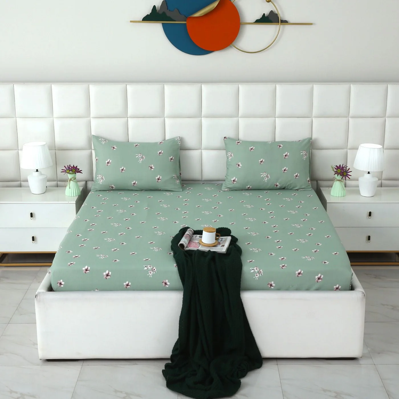 Fitted Bed Sheet-Mint Jazmin