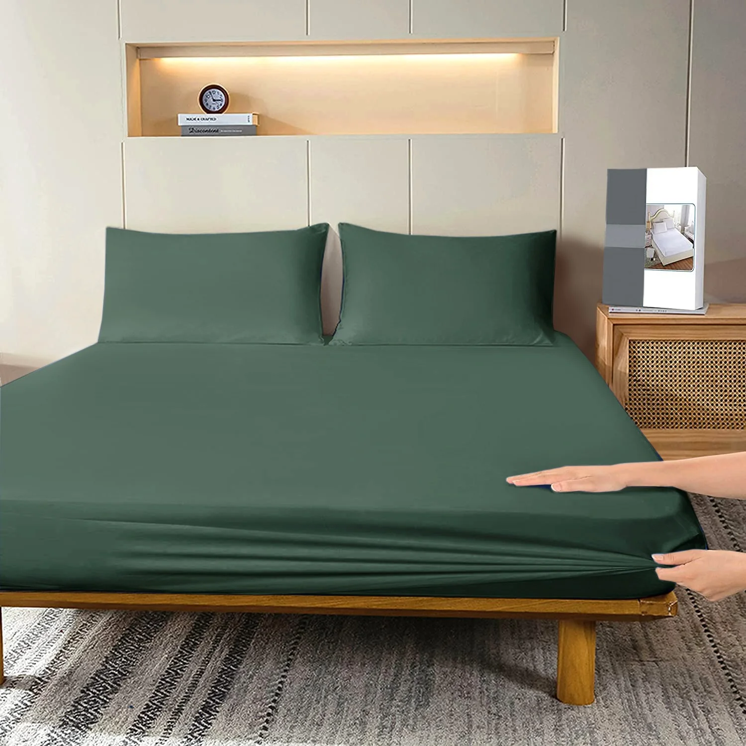 Fitted Bed Sheet-Dyed Olive - Image 2