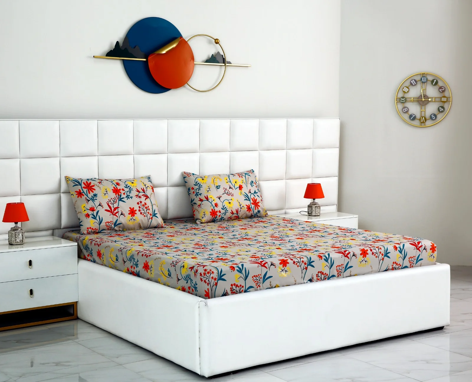 Fitted Bed Sheet-Orange Lilly - Image 2