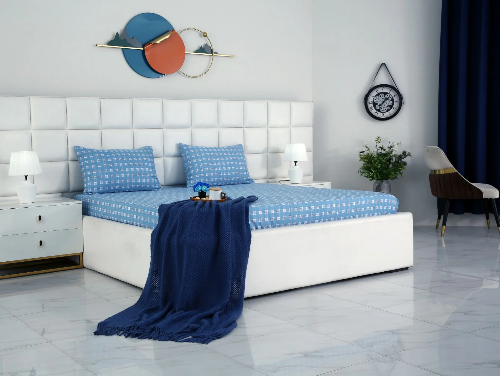 Fitted Bed Sheet-Waterfall Geometric - Image 7