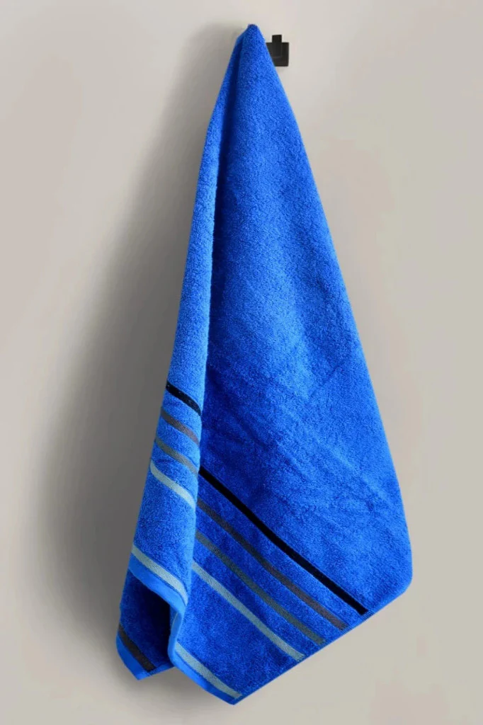Cotton Towel With Jacquard Stripe(1894) - Royal Blue - Image 4