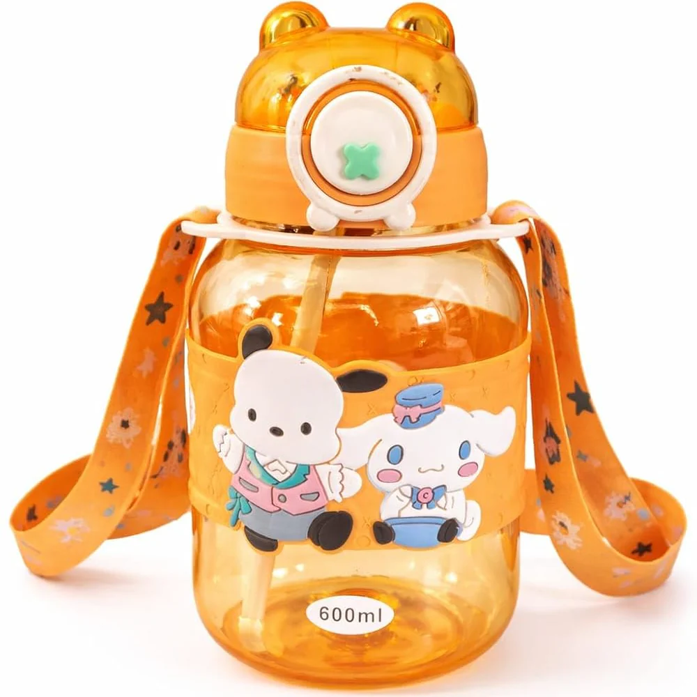Kids Cartoon Sipper Water Bottle 600ml with Adjustable Strap (SA2510-146)Orange