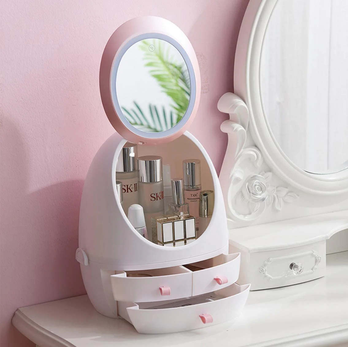 LED Mirror Curvy Cosmetics Storage Box - Image 6