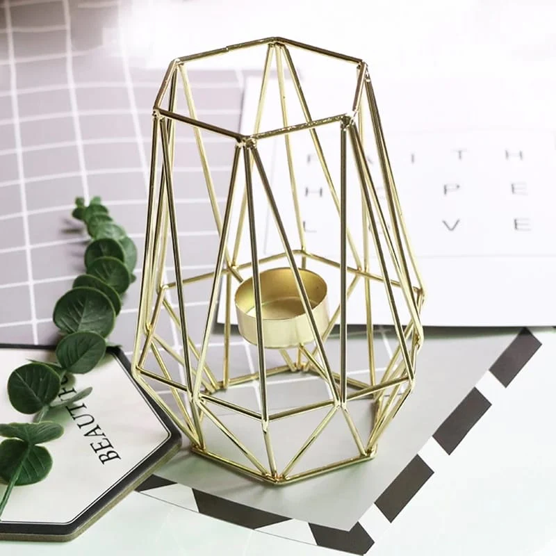 Hexagon Shaped Metal Candle Stand-(14306)Golden(SA2405-17) - Image 14