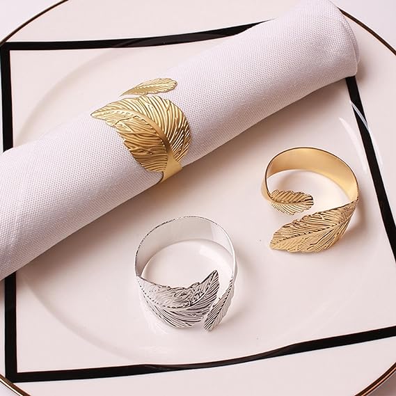 Napkin Holder Rings-Feather(Golden) - Image 2