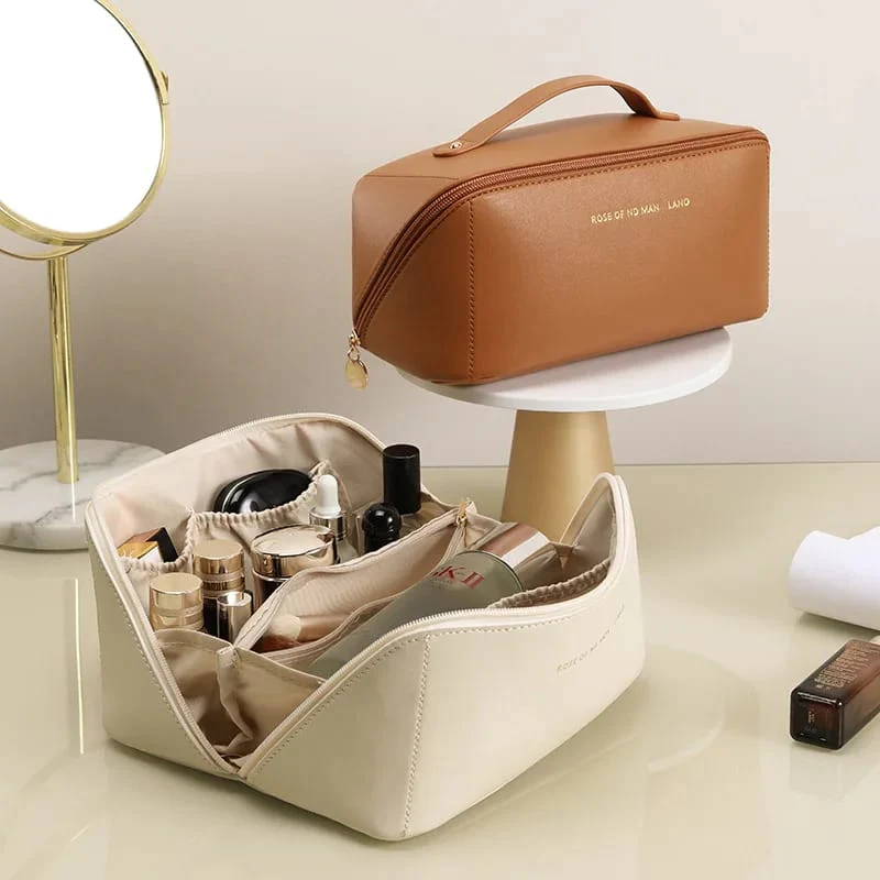 Portable PU Makeup Powder Waterproof Multifunctional Bag-Brown(SA2403-21) - Image 17
