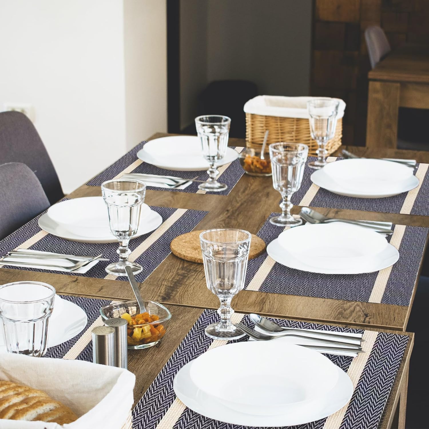 PVC Table Place Mats-Blue Weaves - Image 3