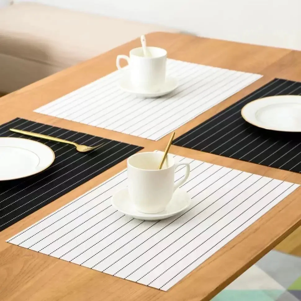 PVC Table Place Mats-White Stripes - Image 5