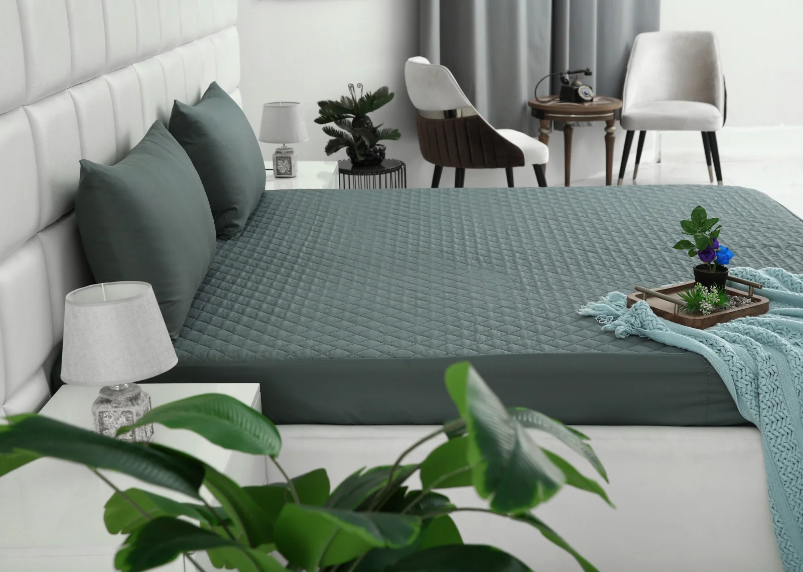 Quilted Waterproof Mattress Protector-GERY - Image 4