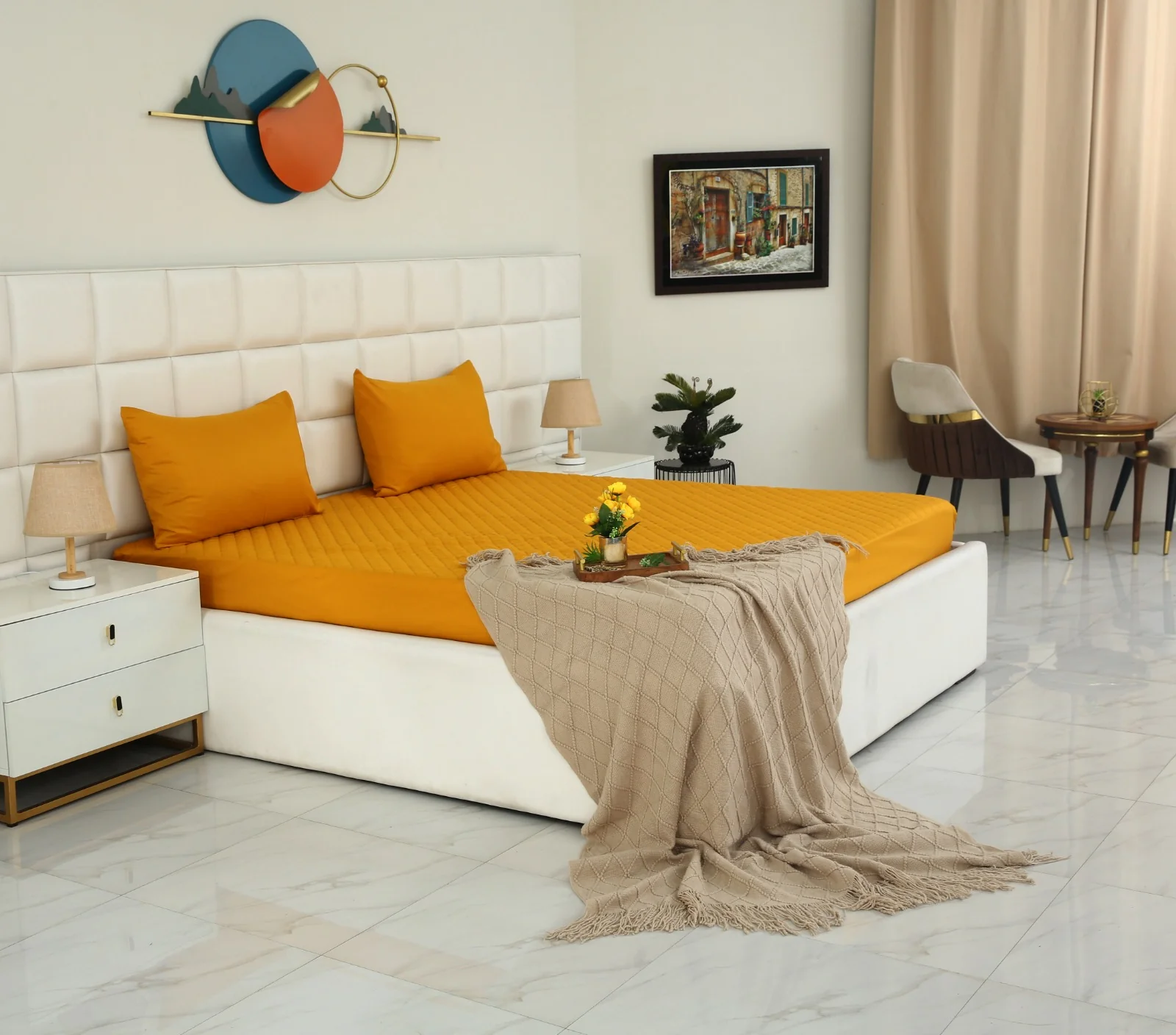 Quilted Waterproof Mattress Protector-Mustard - Image 3