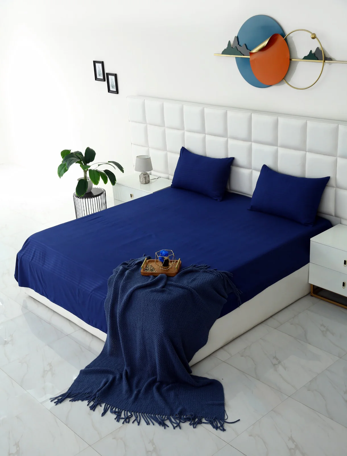 Quilted Waterproof Mattress Protector-Navy Blue - Image 16