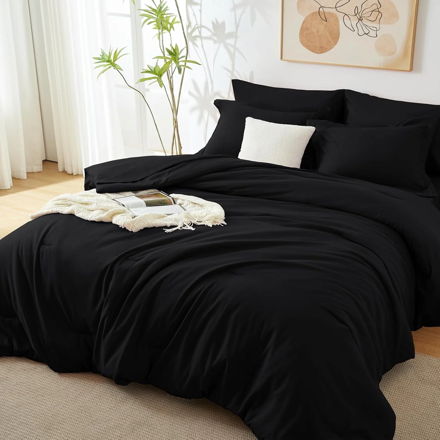 Solid Duvet Cover-Black - Image 3