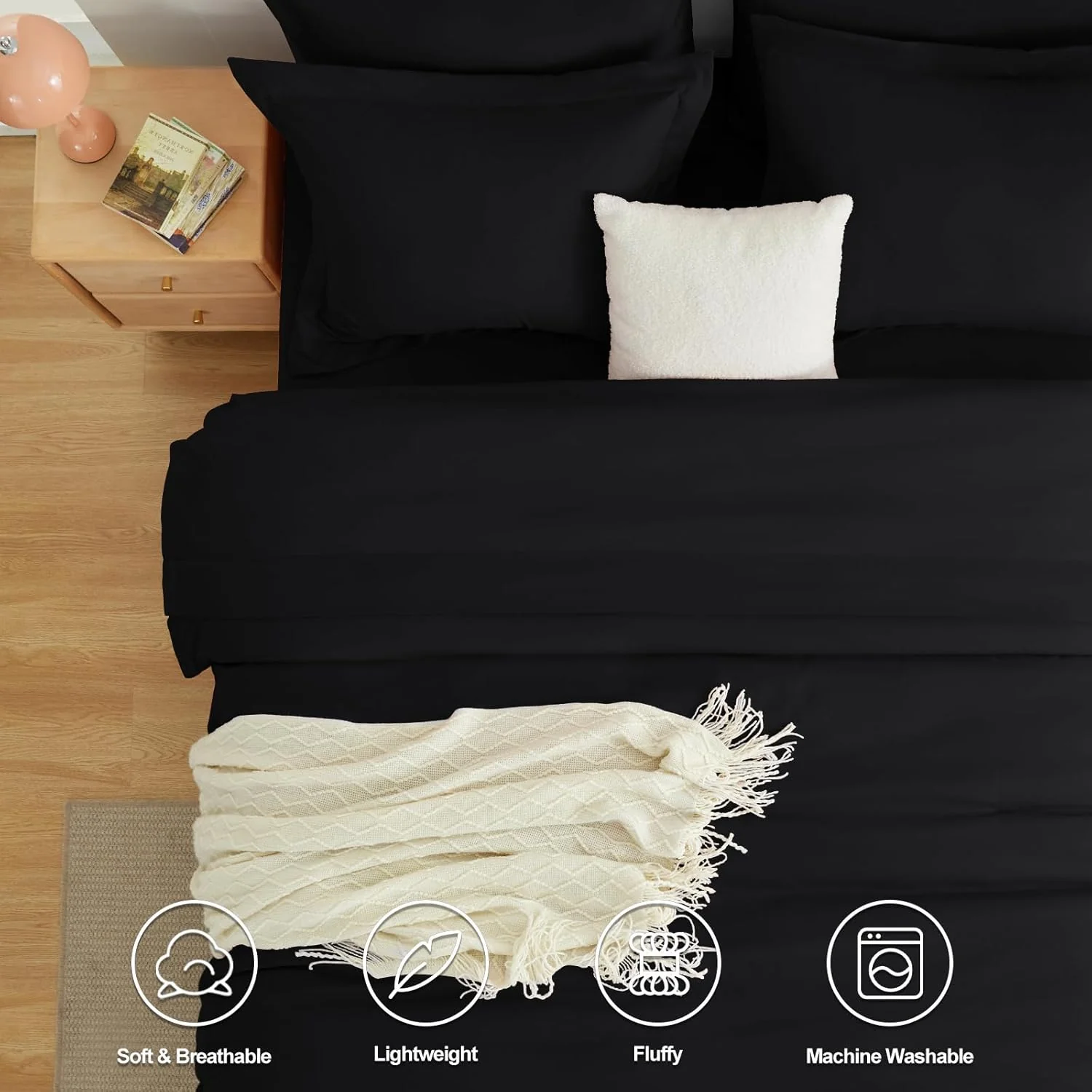 Solid Duvet Cover-Black - Image 4