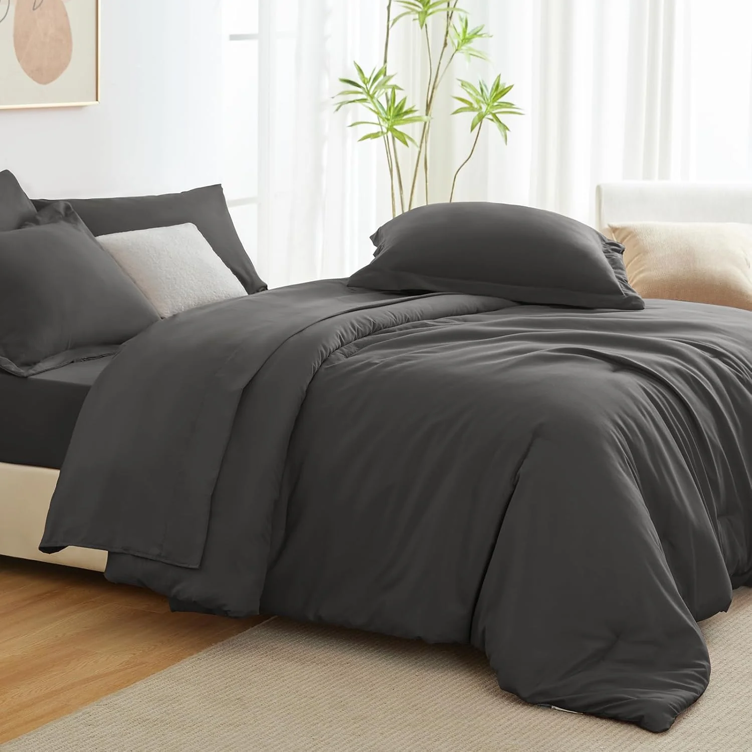 Solid Duvet Cover-Grey - Image 3