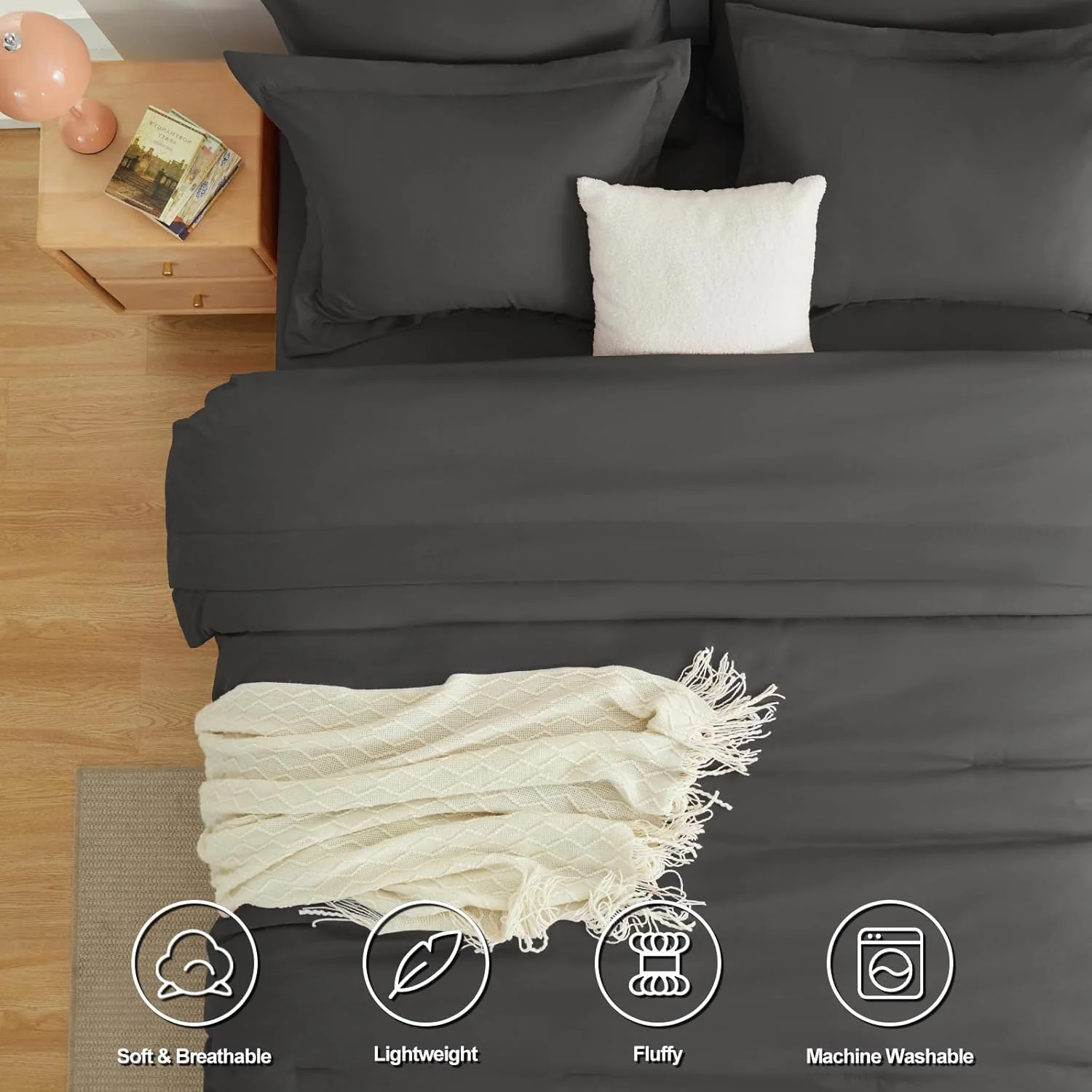 Solid Duvet Cover-Grey - Image 5