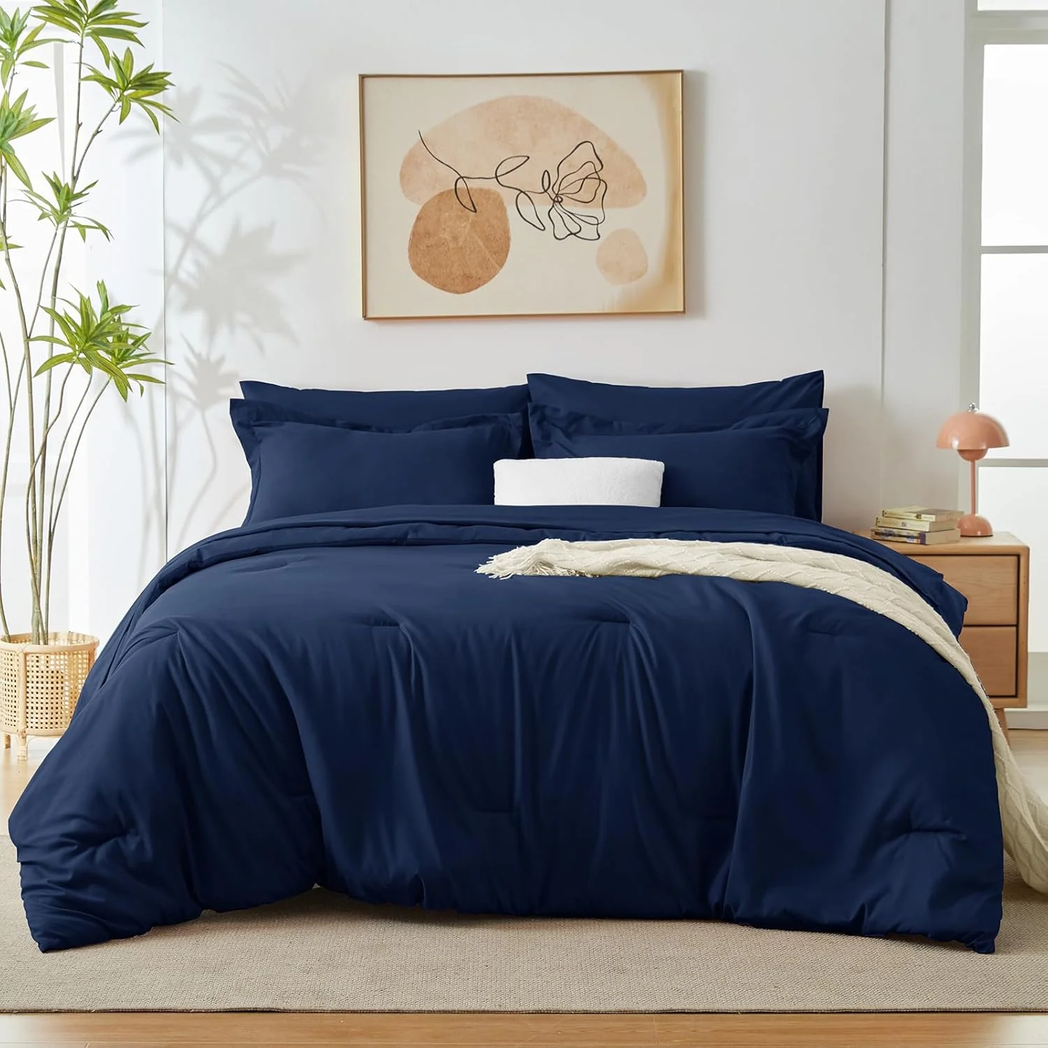 Solid Duvet Cover-Navy Blue