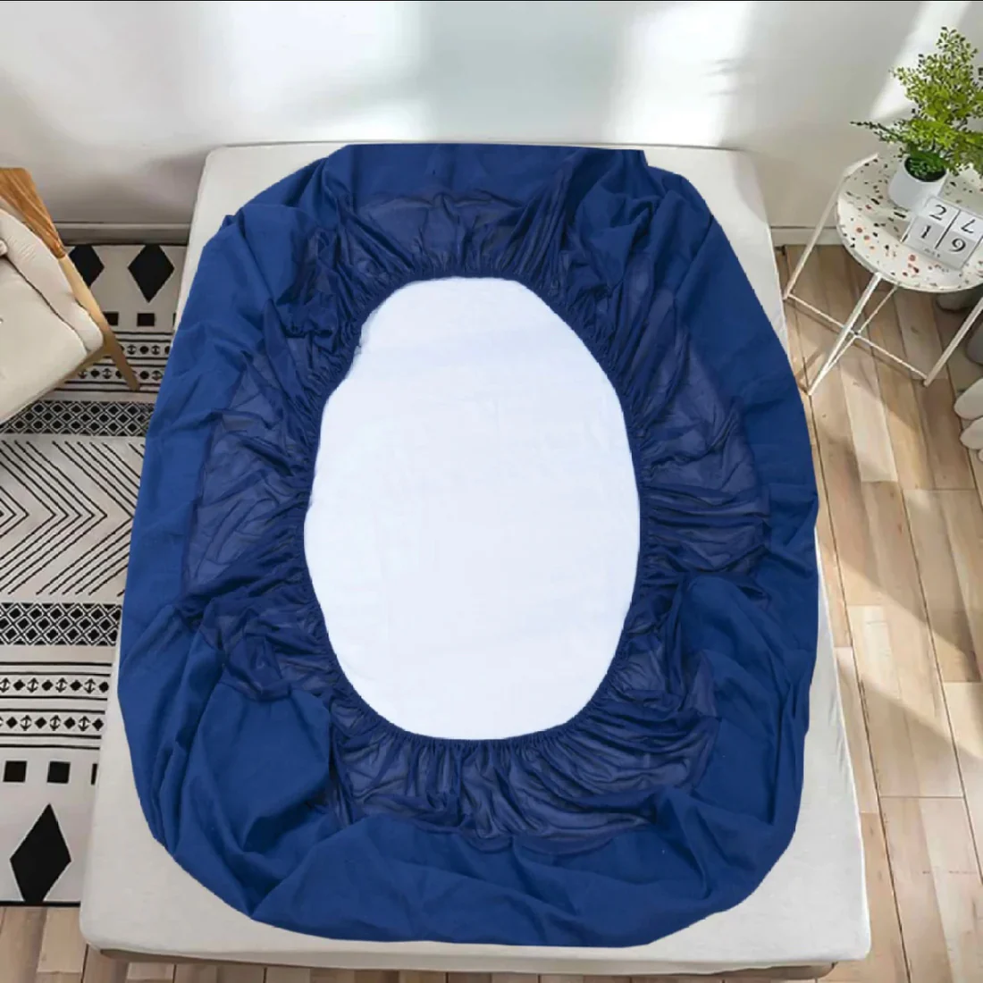 Terry Waterproof Mattress Protector- Navy Blue - Image 3