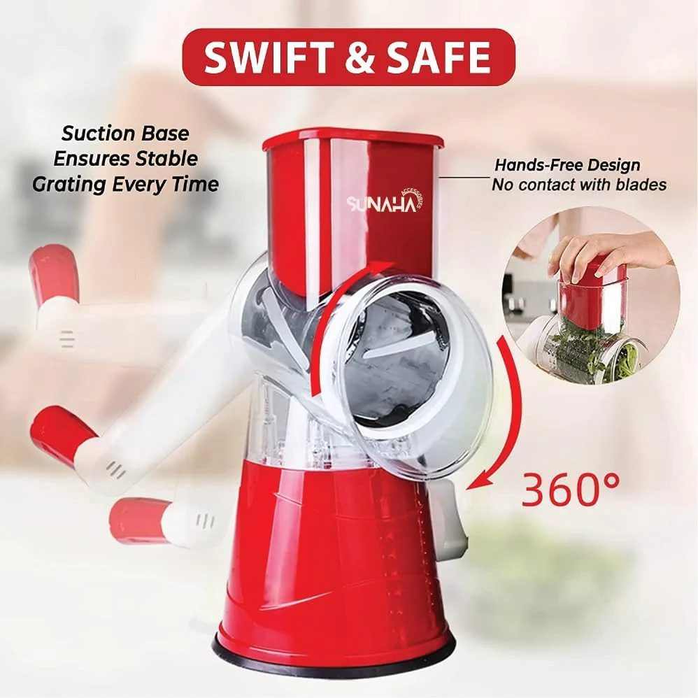 Vegetable Slicer with 3 Interchangeable Blades (SA2510-021)RED - Image 4