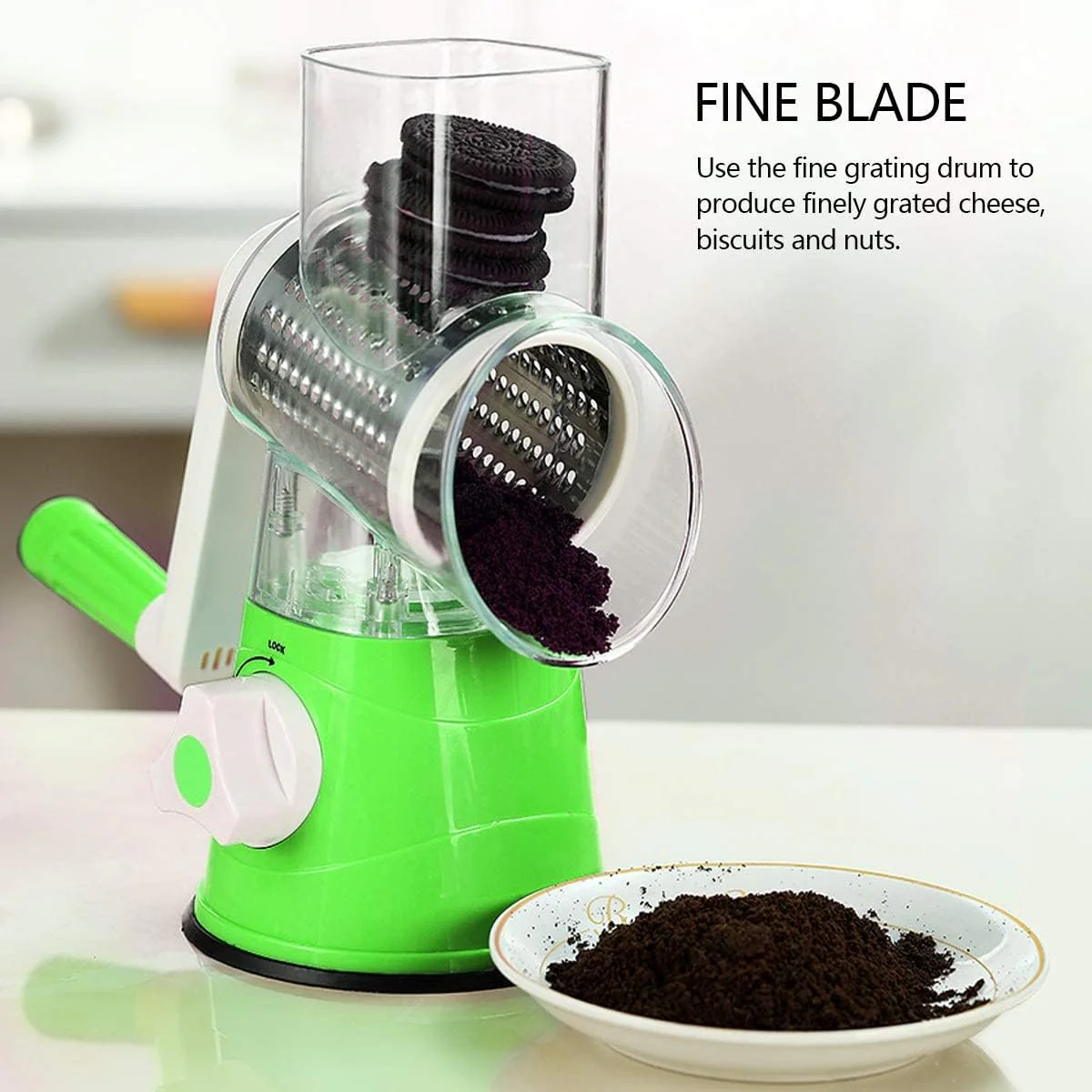 Vegetable Slicer with 3 Interchangeable Blades (SA2510-021)GREEN - Image 6