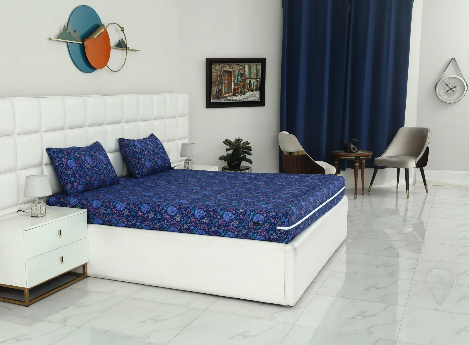 Zipper Mattress Cover Printed-Blue Lilly - Image 6