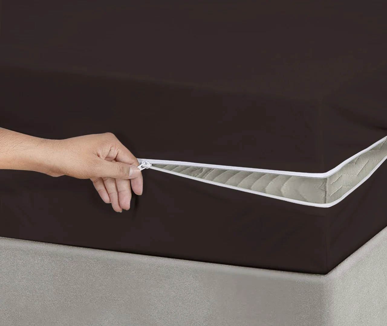 Zipper Mattress Cover-Brown