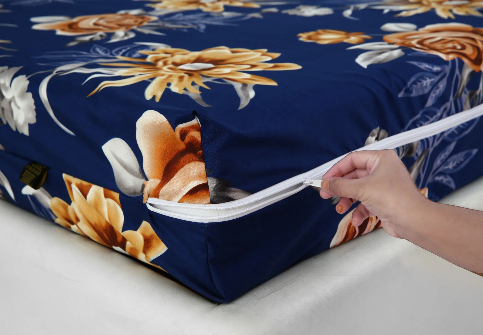 Zipper Mattress Cover Printed-Ethnic Flowers - Image 13