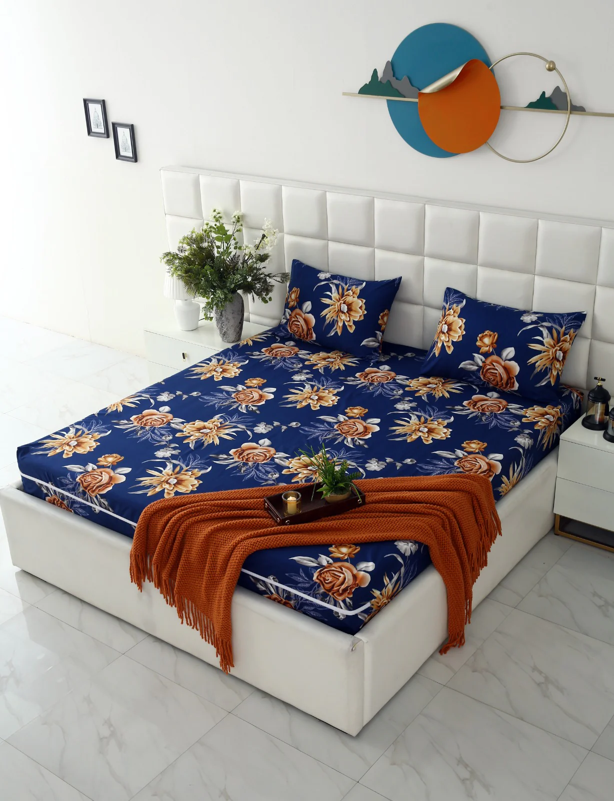 Zipper Mattress Cover Printed-Ethnic Flowers - Image 3
