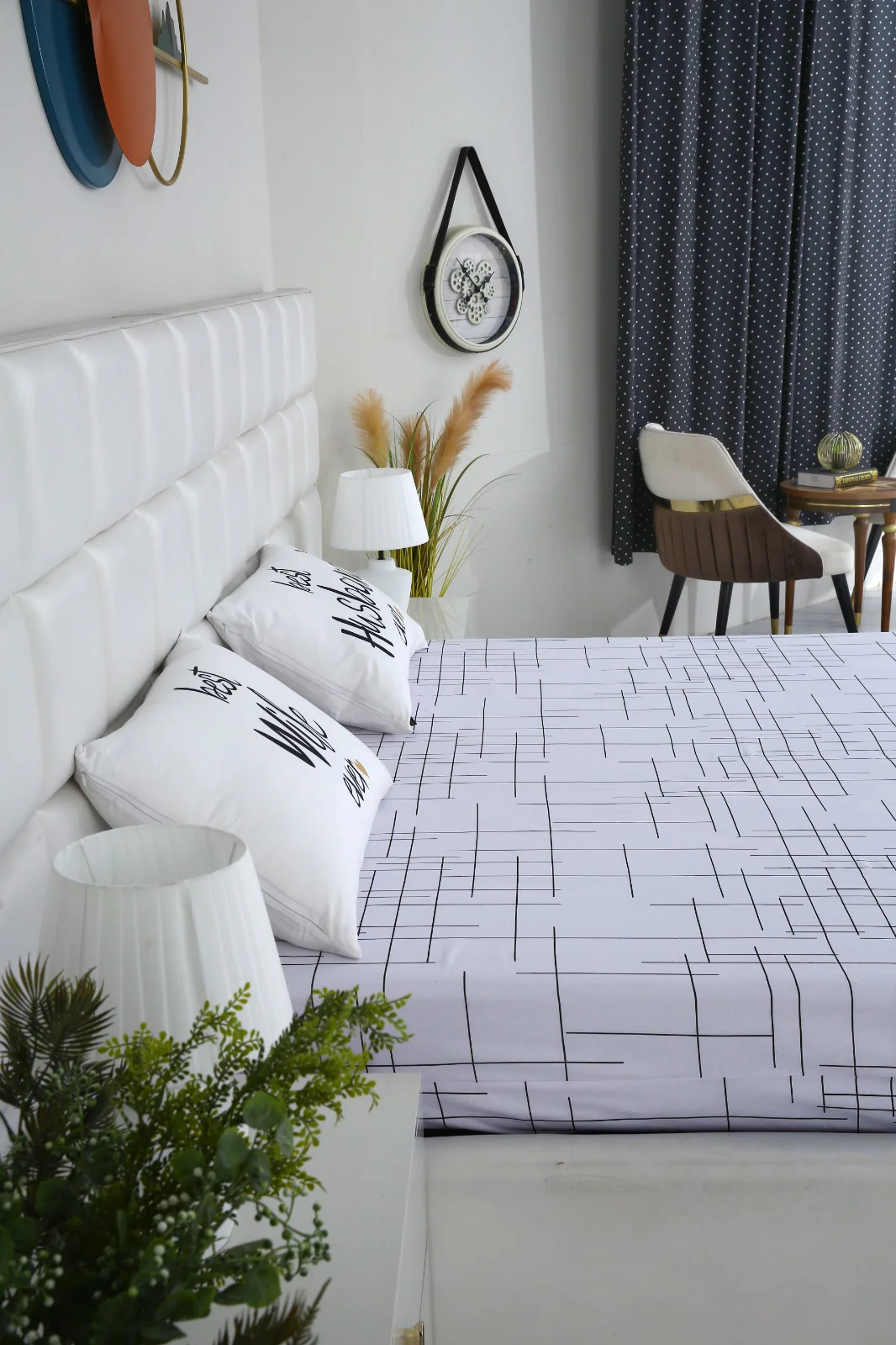 Zipper Mattress Cover Printed-White Check - Image 6